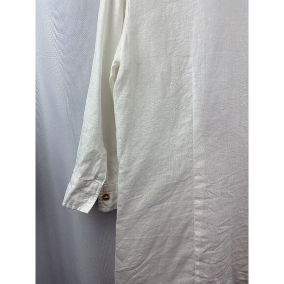 Women’s Edward XL Irish Linen Shell Button Up White Floral Embroidery 3 Quarter - Picture 4 of 5